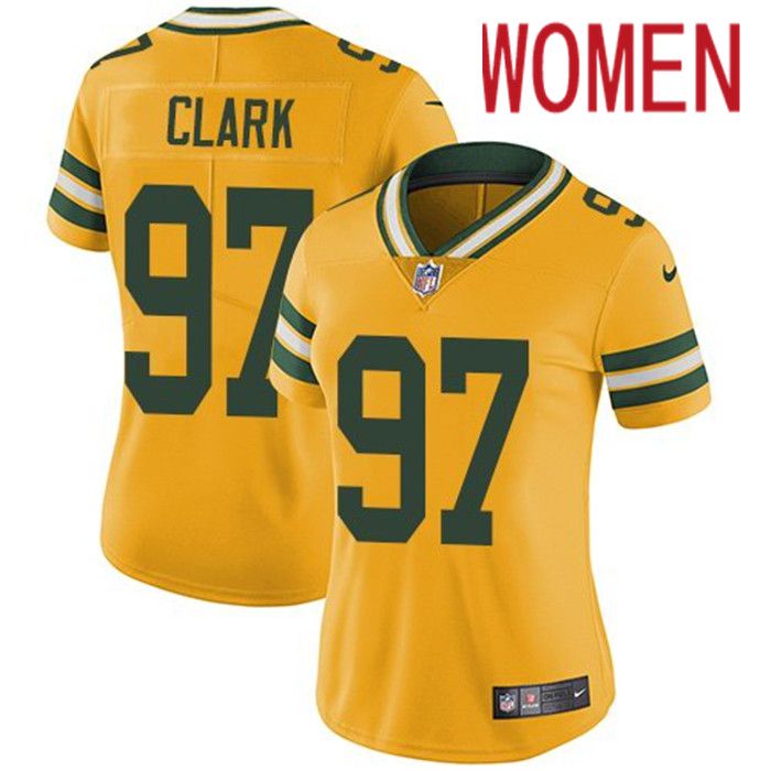Women Green Bay Packers #97 Kenny Clark Nike Yellow Game NFL Jersey->women nfl jersey->Women Jersey